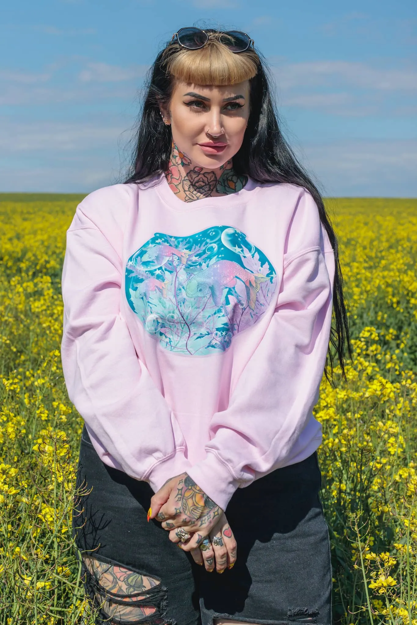 Fish Bowl Pastel Pink Sweater