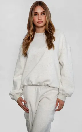 Fleece Crewneck Sweatshirt Heather White