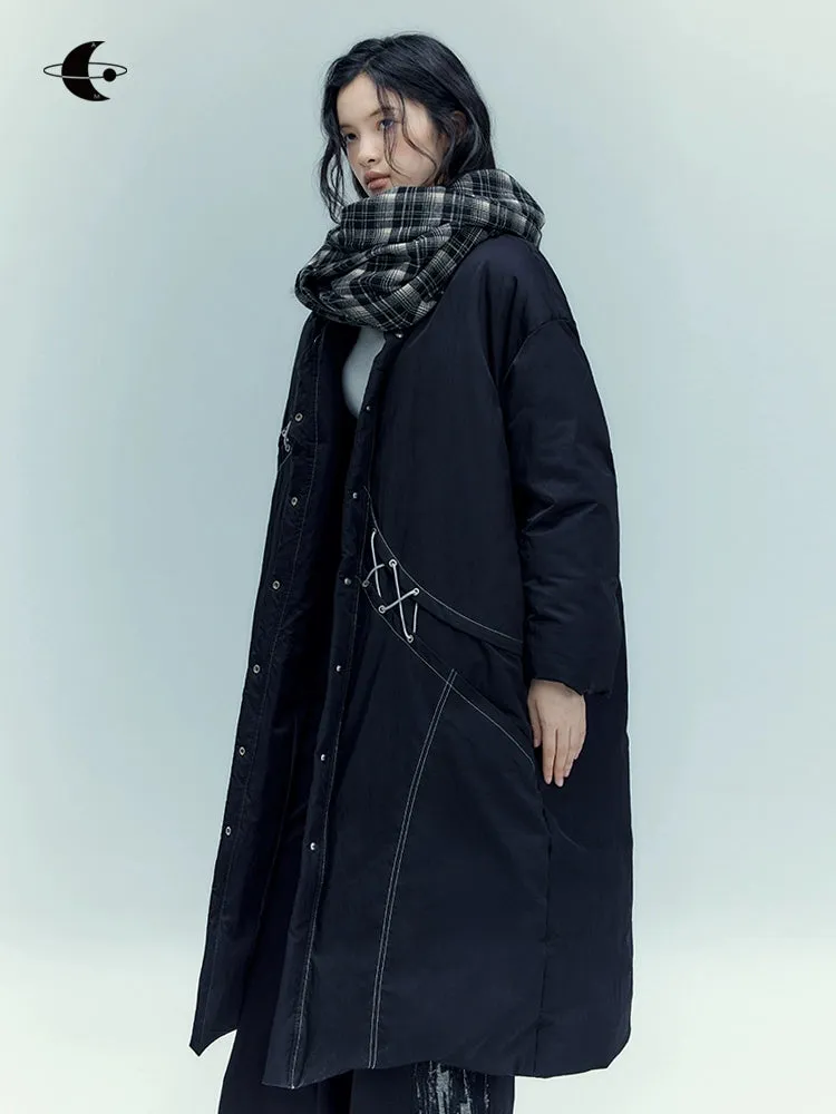 Futuristic Corded Down Winter Coat