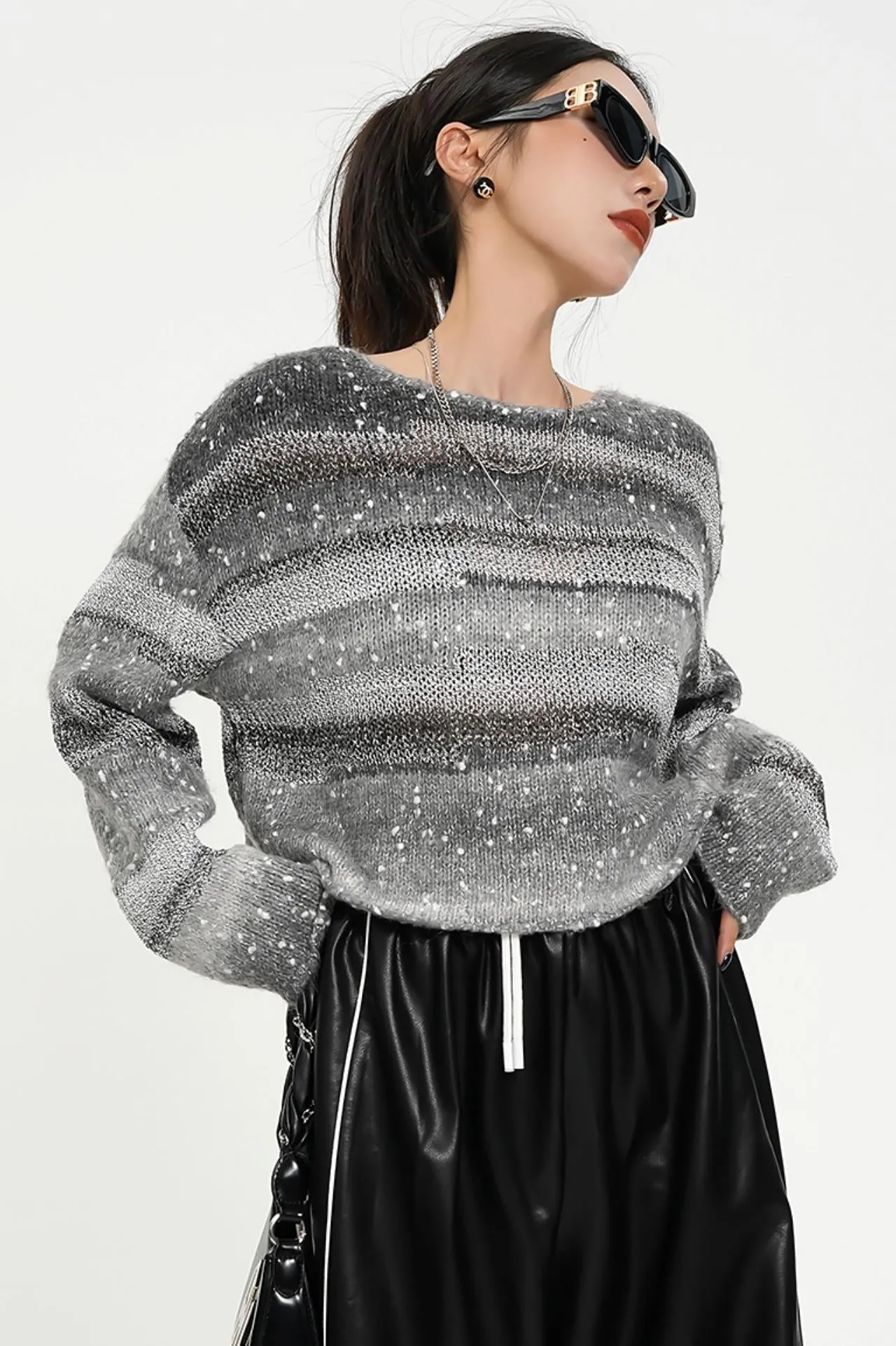 Gradient Speckled Knit Sweater