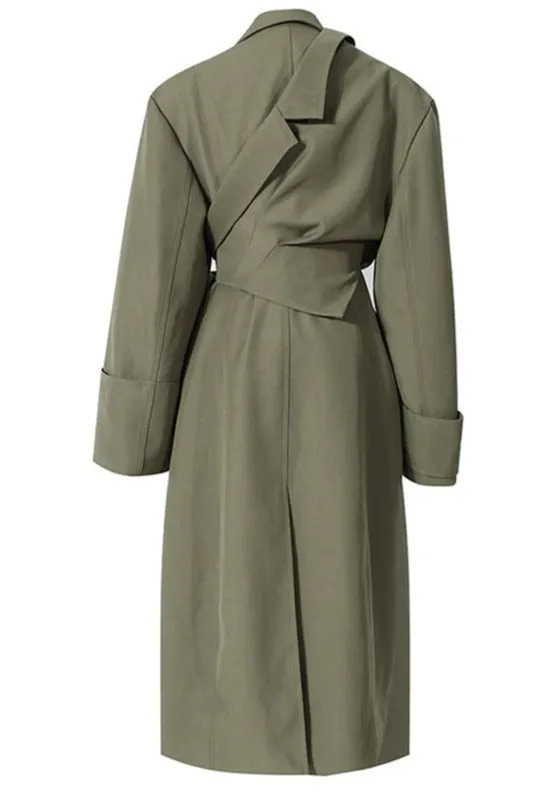 Green UNUSUAL Trench Coat with removable half- Jacket - Ready to Ship