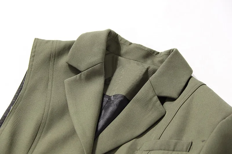 Green UNUSUAL Trench Coat with removable half- Jacket - Ready to Ship