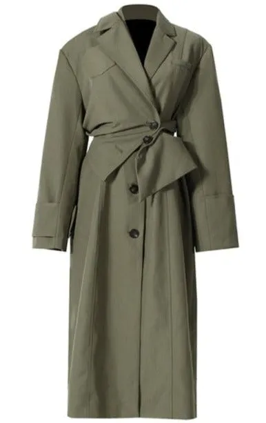 Green UNUSUAL Trench Coat with removable half- Jacket - Ready to Ship
