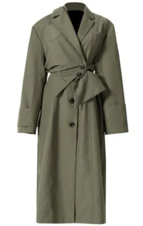 Green UNUSUAL Trench Coat with removable half- Jacket - Ready to Ship