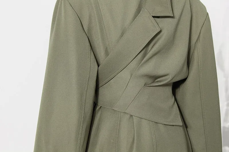 Green UNUSUAL Trench Coat with removable half- Jacket - Ready to Ship