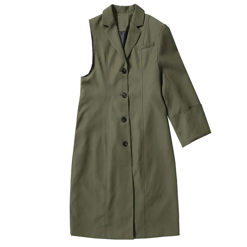 Green UNUSUAL Trench Coat with removable half- Jacket - Ready to Ship