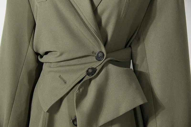 Green UNUSUAL Trench Coat with removable half- Jacket - Ready to Ship