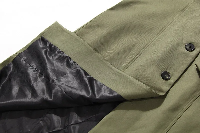 Green UNUSUAL Trench Coat with removable half- Jacket - Ready to Ship