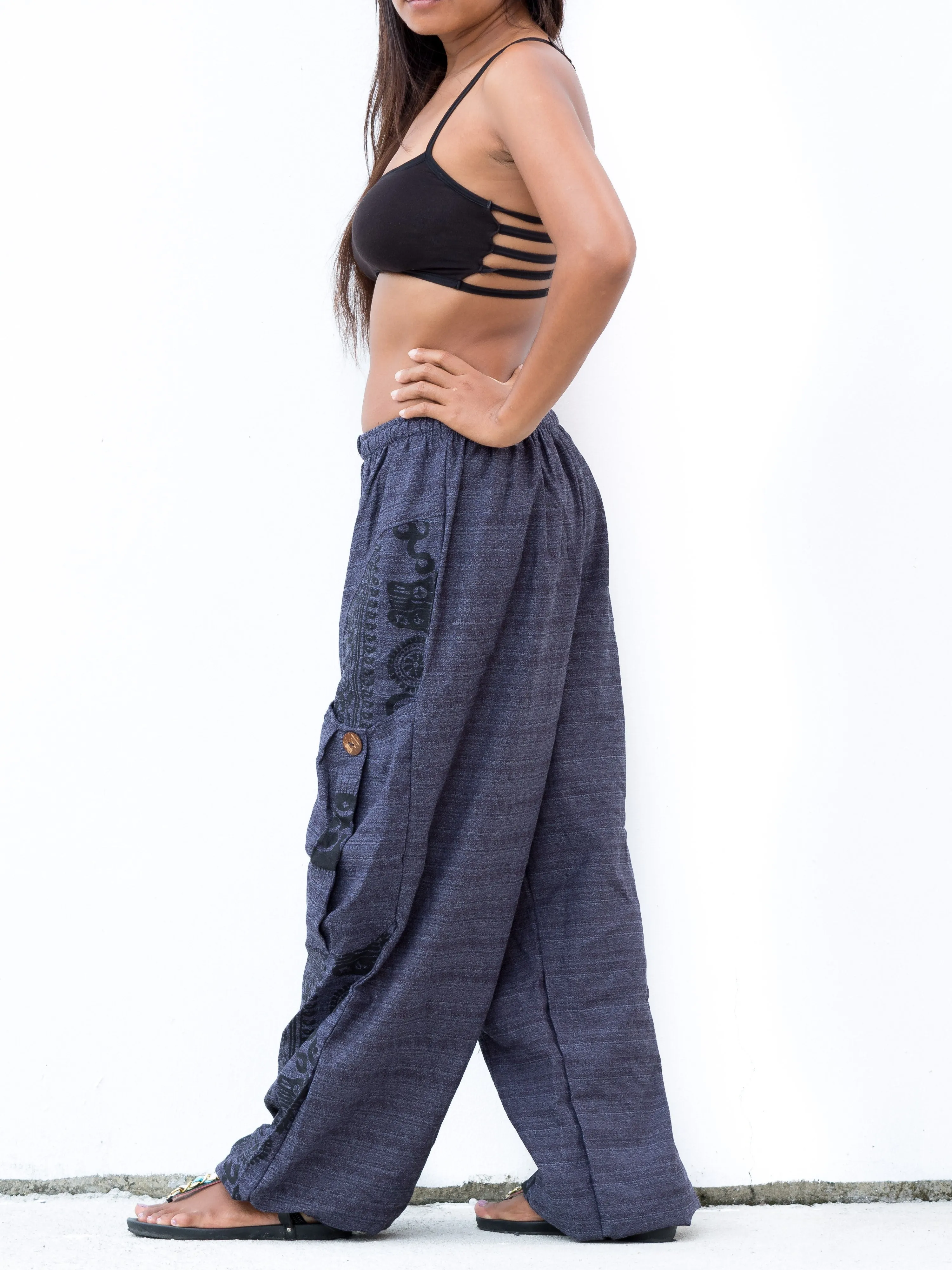 Harem Pants Om Front Pocket Blue