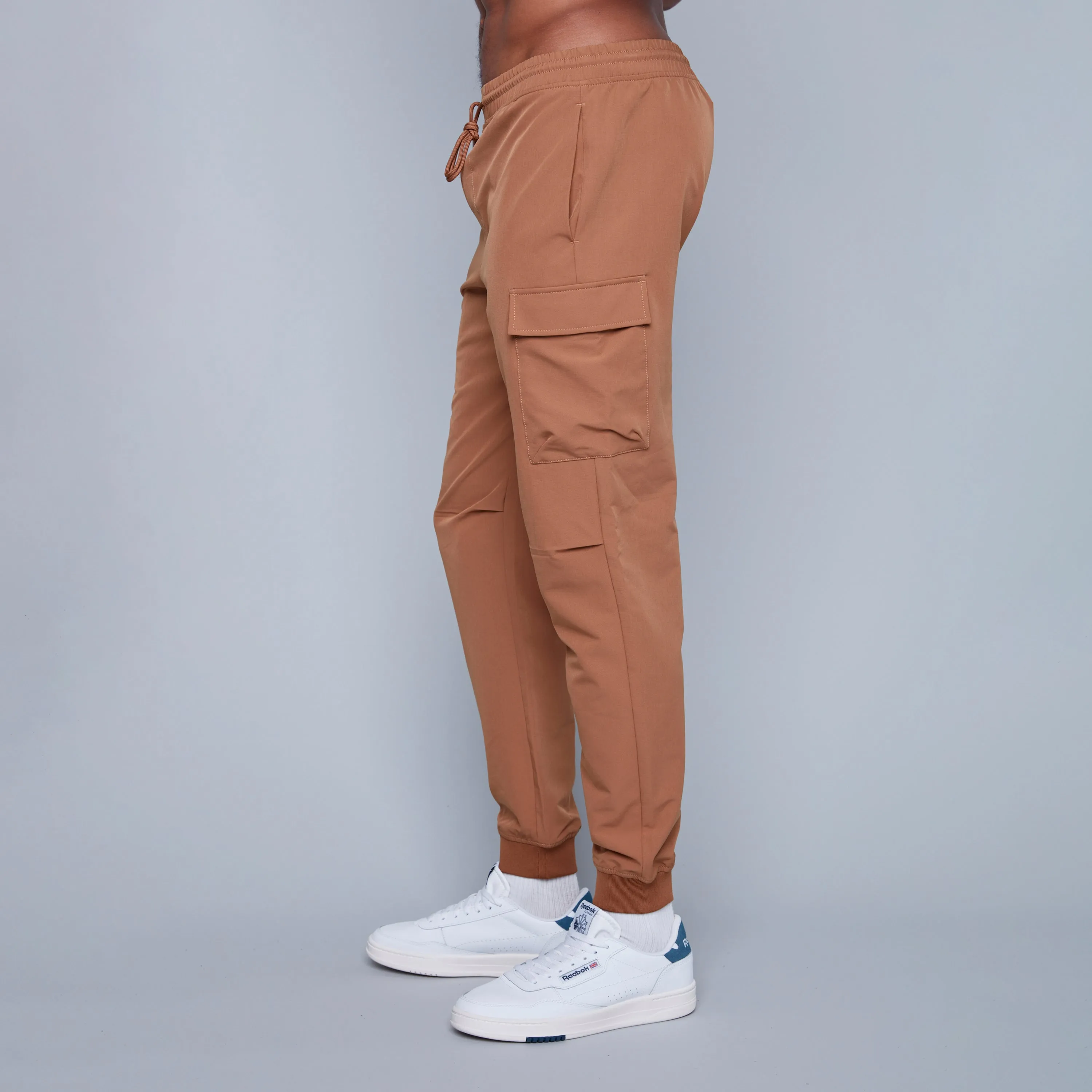 HEDGE MENS WOVEN CARGO JOGGER PANTS-DARK TAN, OLIVE