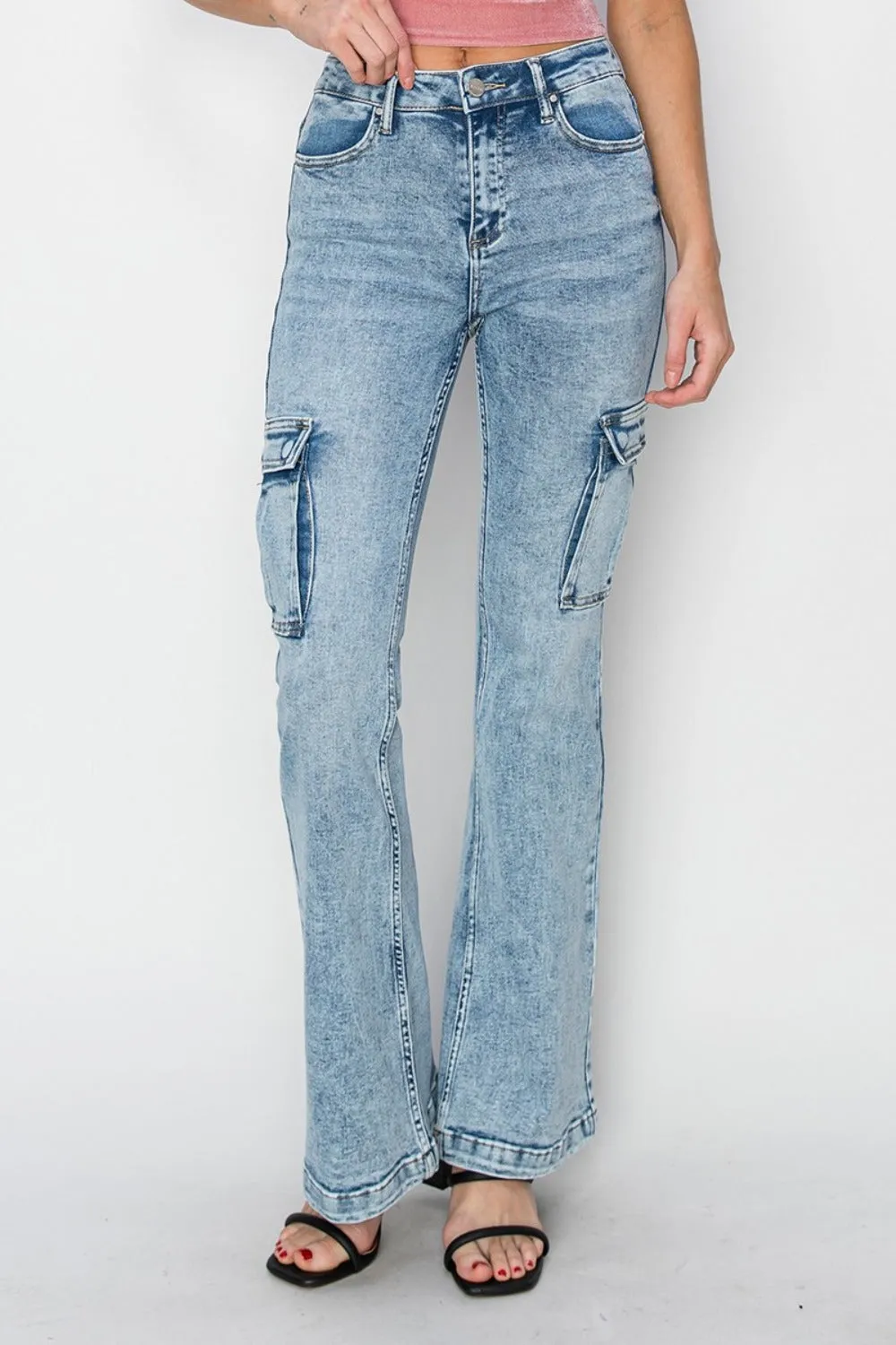 High Rise Cargo Flare Jeans
