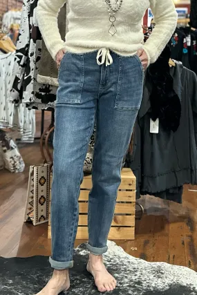 High Rise Elastic Drawstring & Cuffed Jogger By Judy Blue