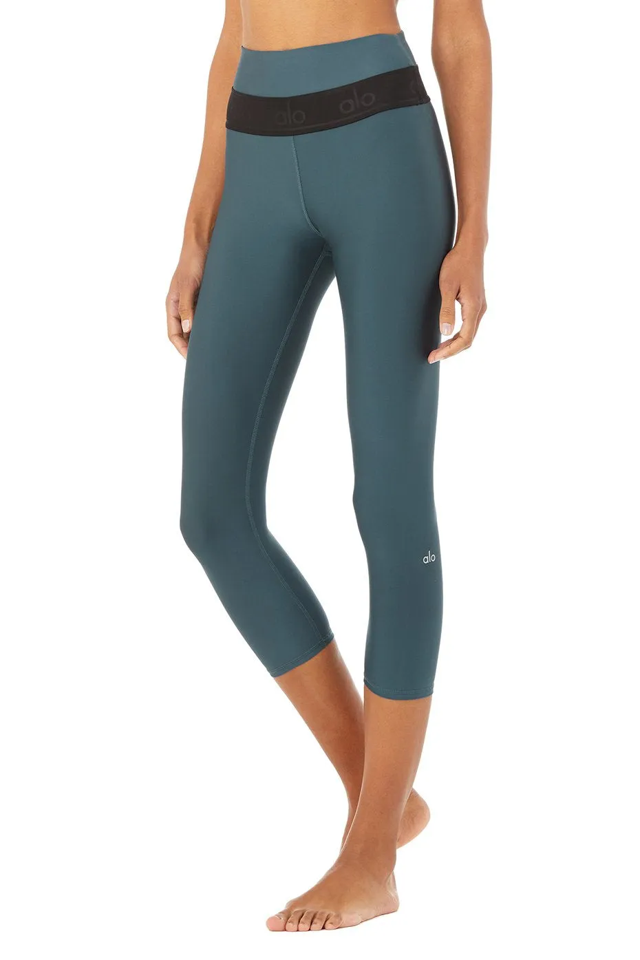 High-Waist Fitness Capri - Deep Jade/Black