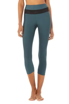 High-Waist Fitness Capri - Deep Jade/Black