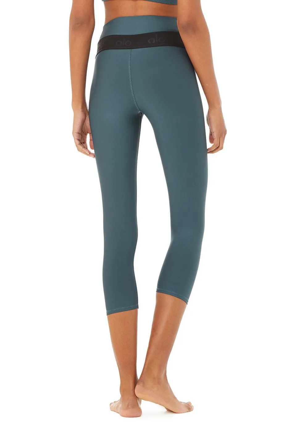 High-Waist Fitness Capri - Deep Jade/Black