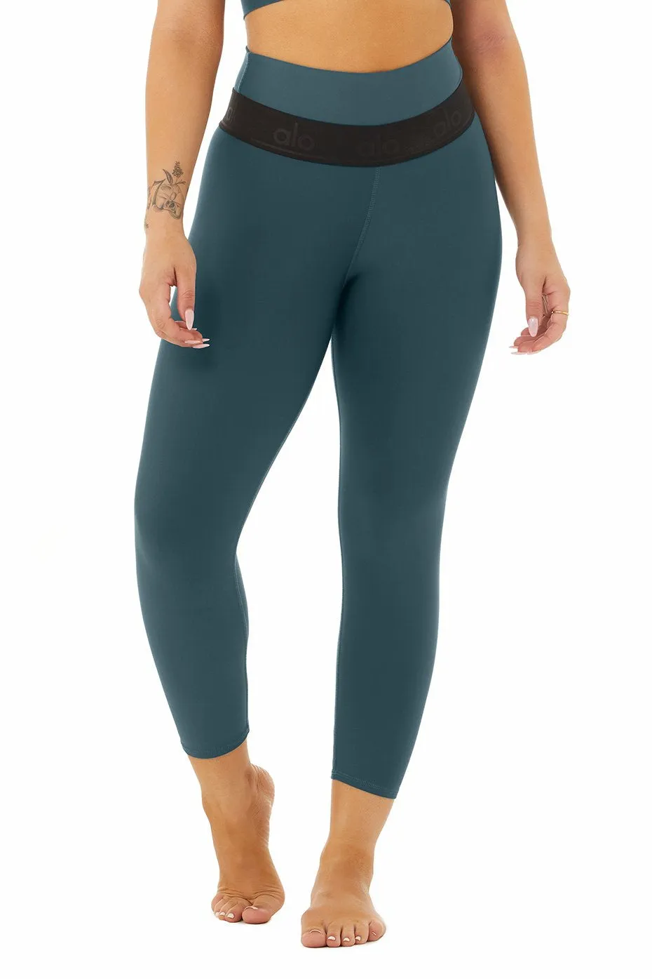 High-Waist Fitness Capri - Deep Jade/Black