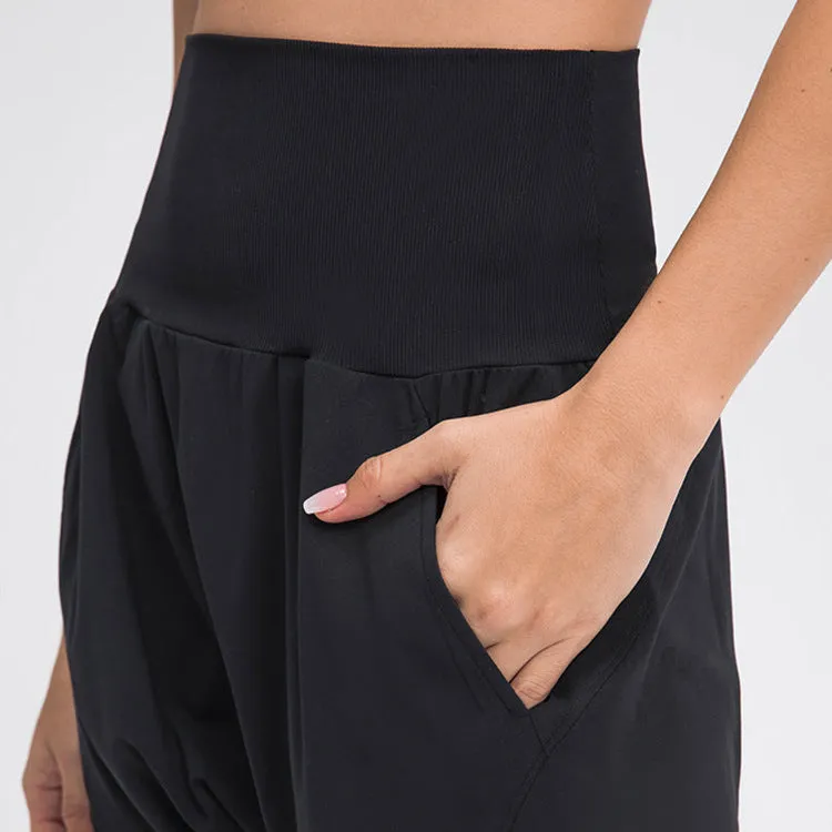 High Waisted Elastic Waistband Joggers