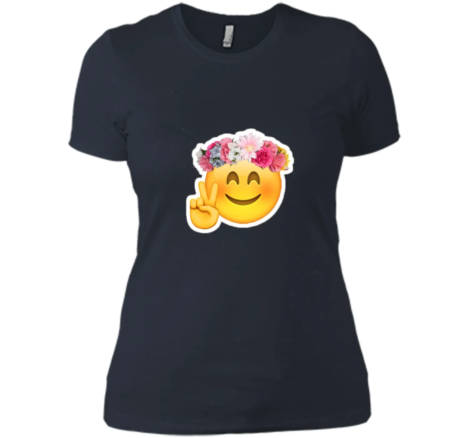 Hippie Smile Emoji t-shirt Bohemian Flower Child Peace