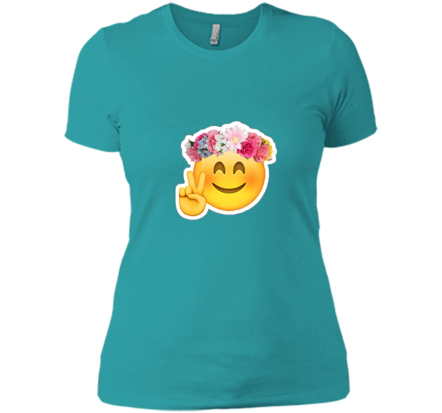 Hippie Smile Emoji t-shirt Bohemian Flower Child Peace
