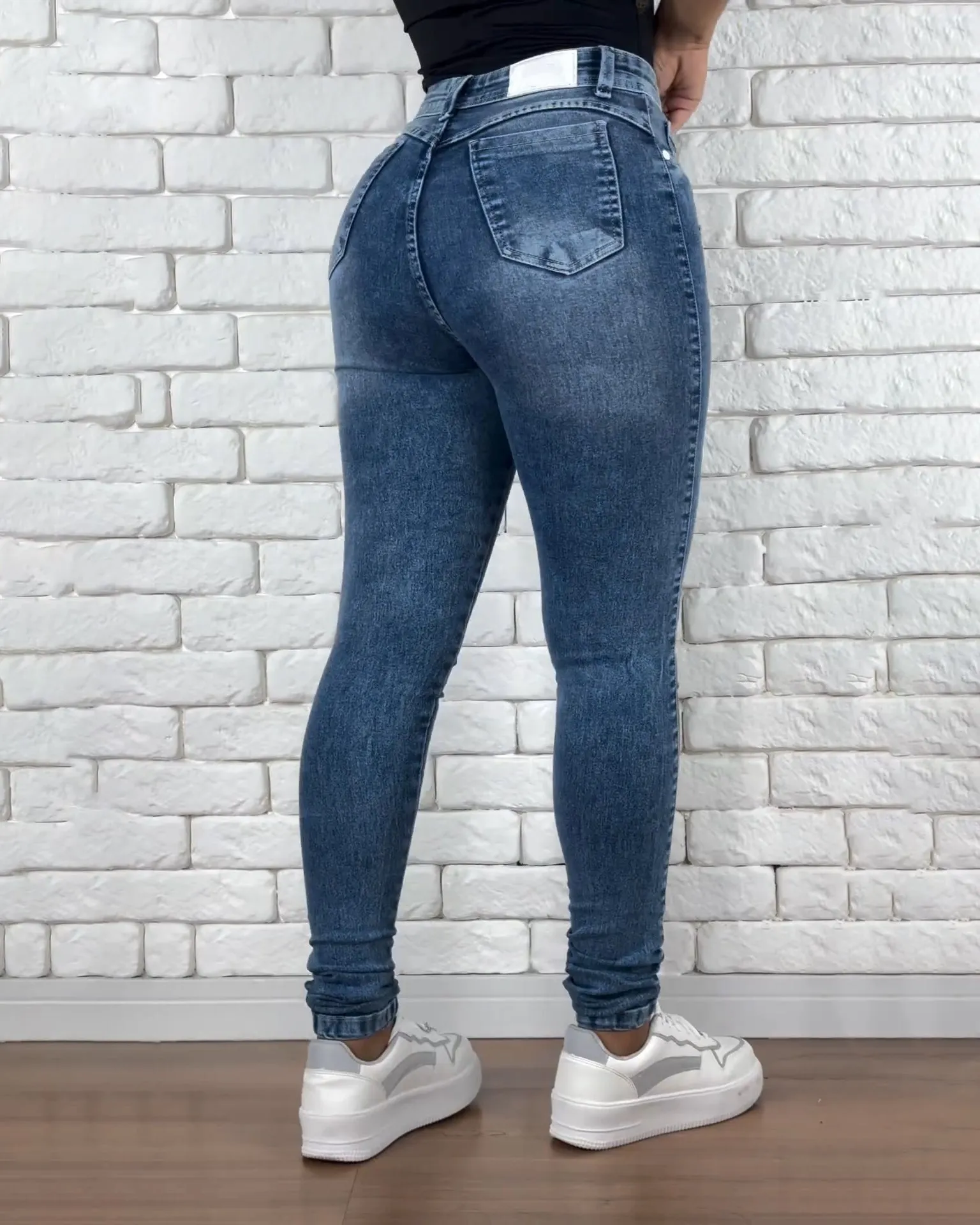 Hochtaillierte Skinny Ripped Jeans