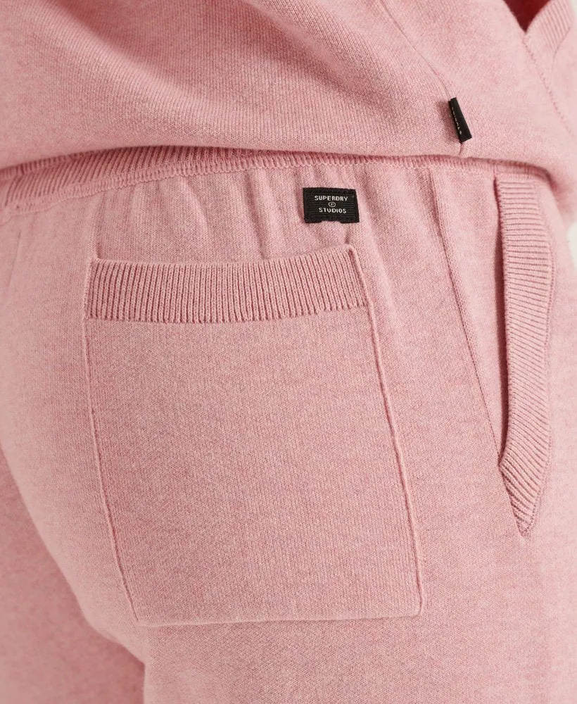 Ladies Superdry Organic Cotton Essential Joggers - Soft Pink Marl