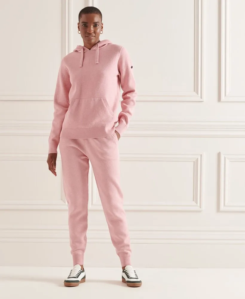 Ladies Superdry Organic Cotton Essential Joggers - Soft Pink Marl