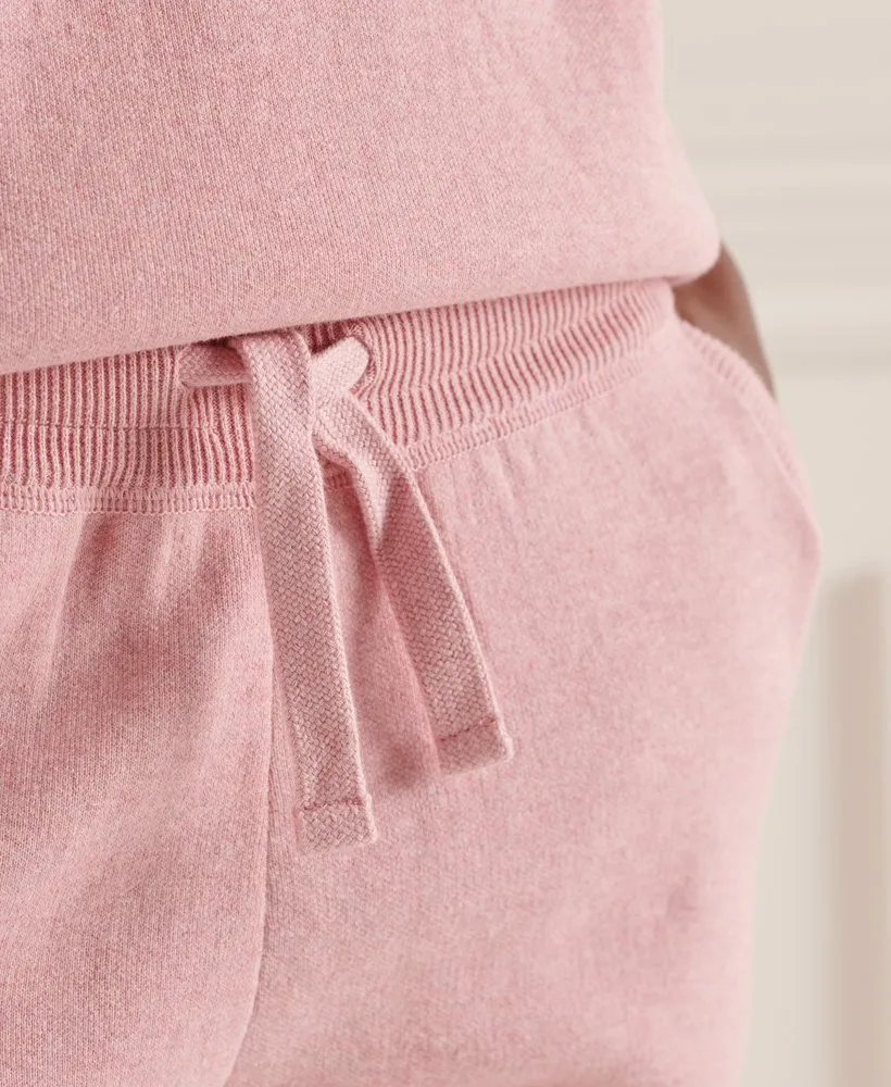 Ladies Superdry Organic Cotton Essential Joggers - Soft Pink Marl