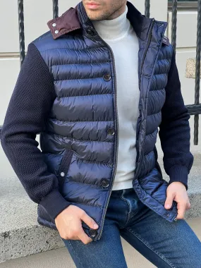 Larsen Navy Blue Slim Fit Coat