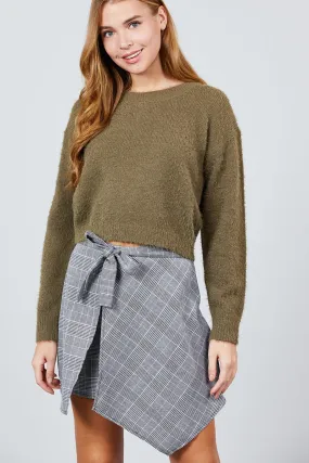 Long Sleeve Round Neck Crop Sweater
