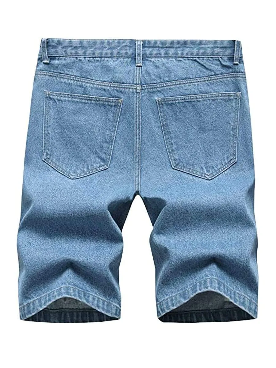LONGBIDA Causal Ripped Shorts Distressed Loose Fit Denim Mens Pants