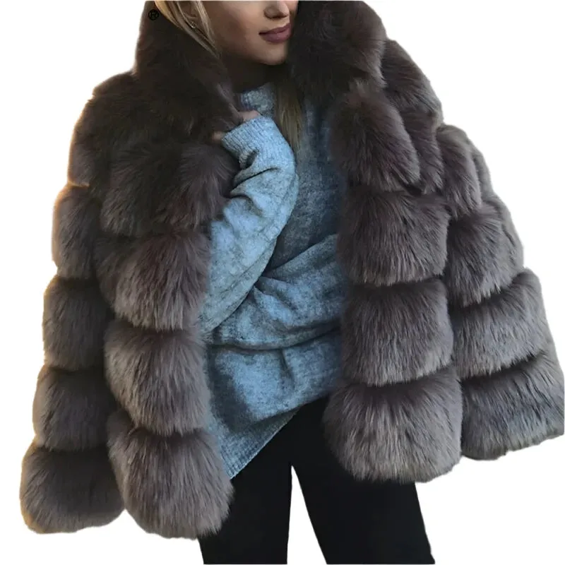 Luxury Women’s Hooded Faux Fur Jacket – Fluffy, Warm Winter Fashion Coat, Stylish Faux Fur Outerwear