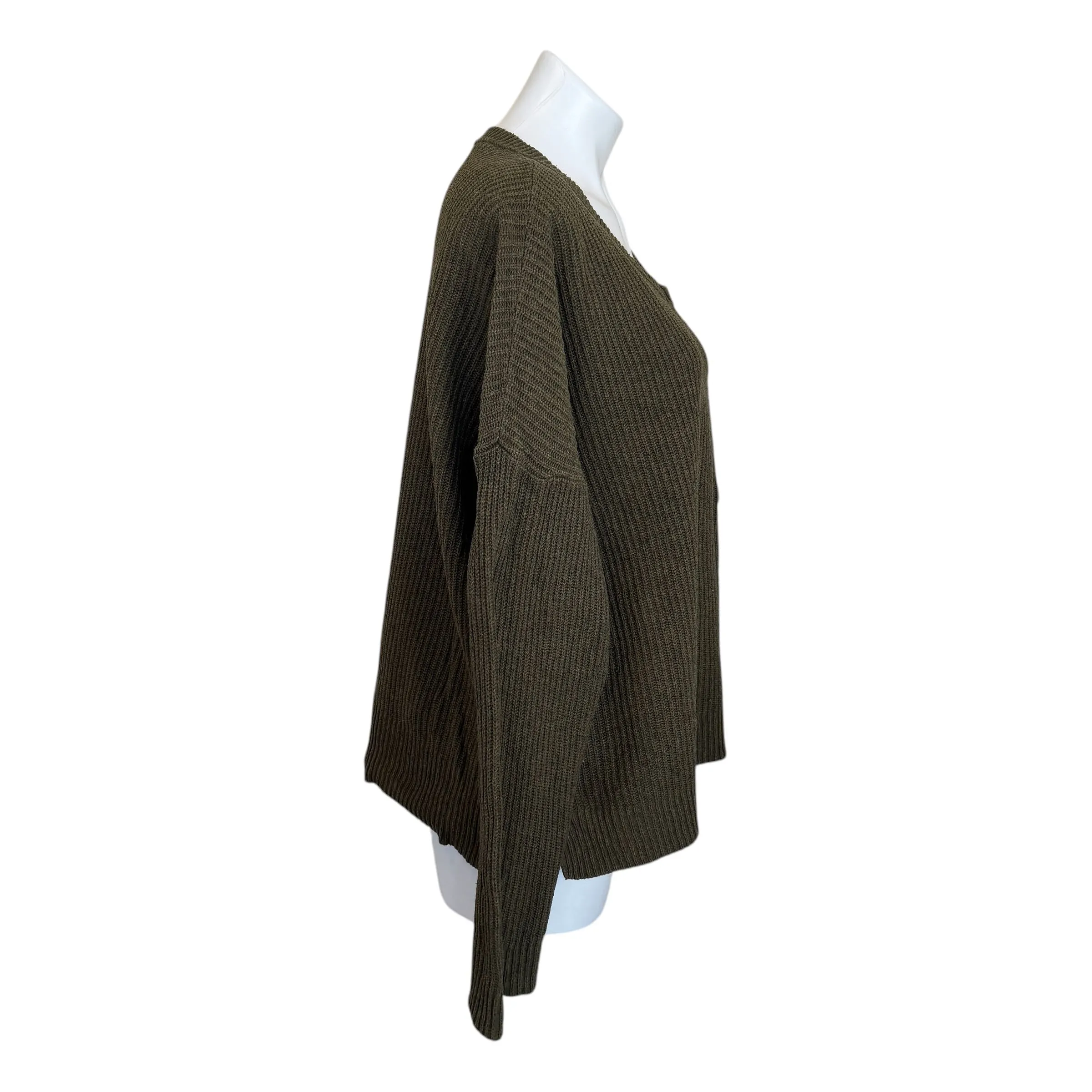 Madewell | Women's Olive Green Knit Pocket Pullover Sweater | Size: XL