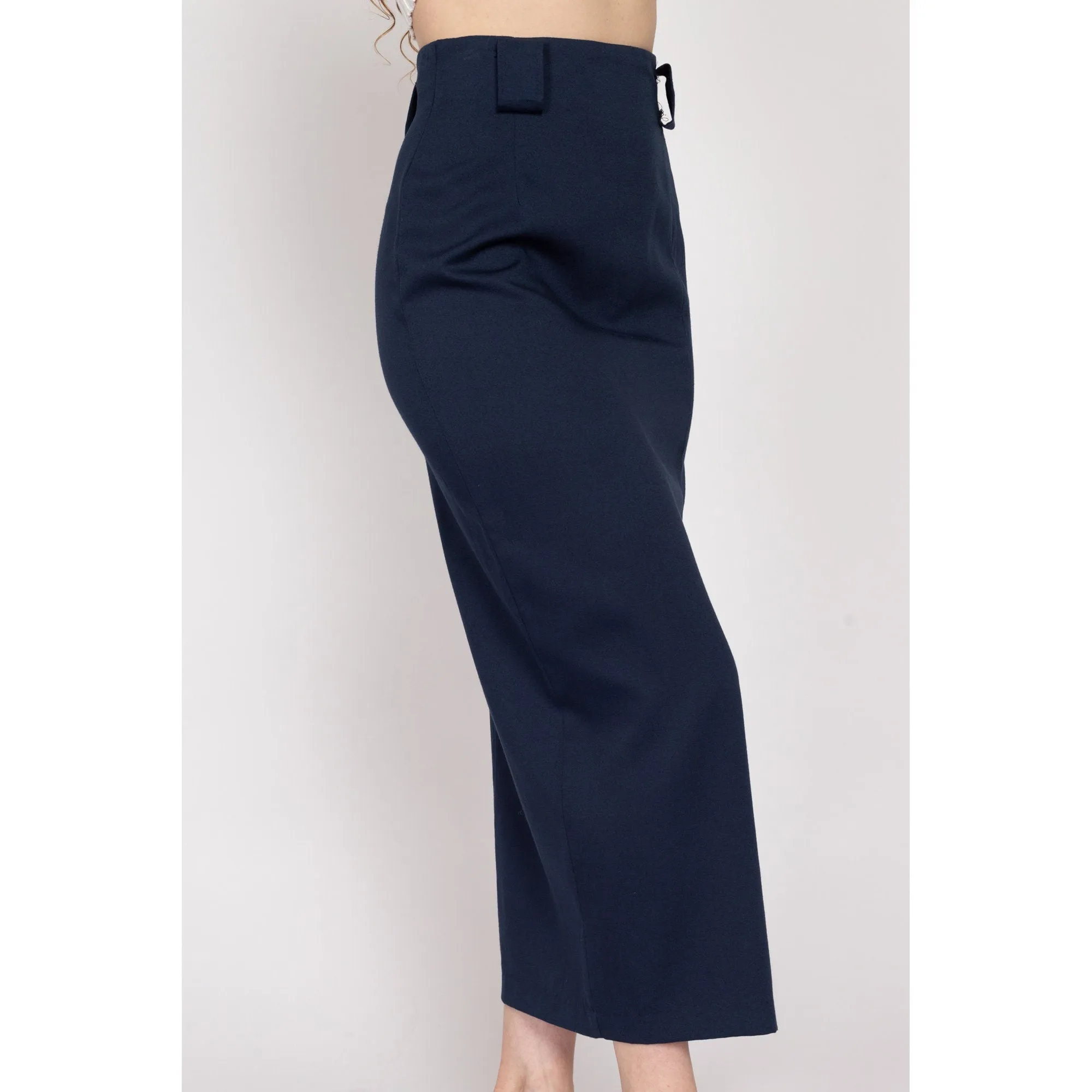 Medium 90s Navy Blue Maxi Pencil Skirt 28"