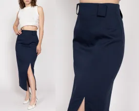 Medium 90s Navy Blue Maxi Pencil Skirt 28"