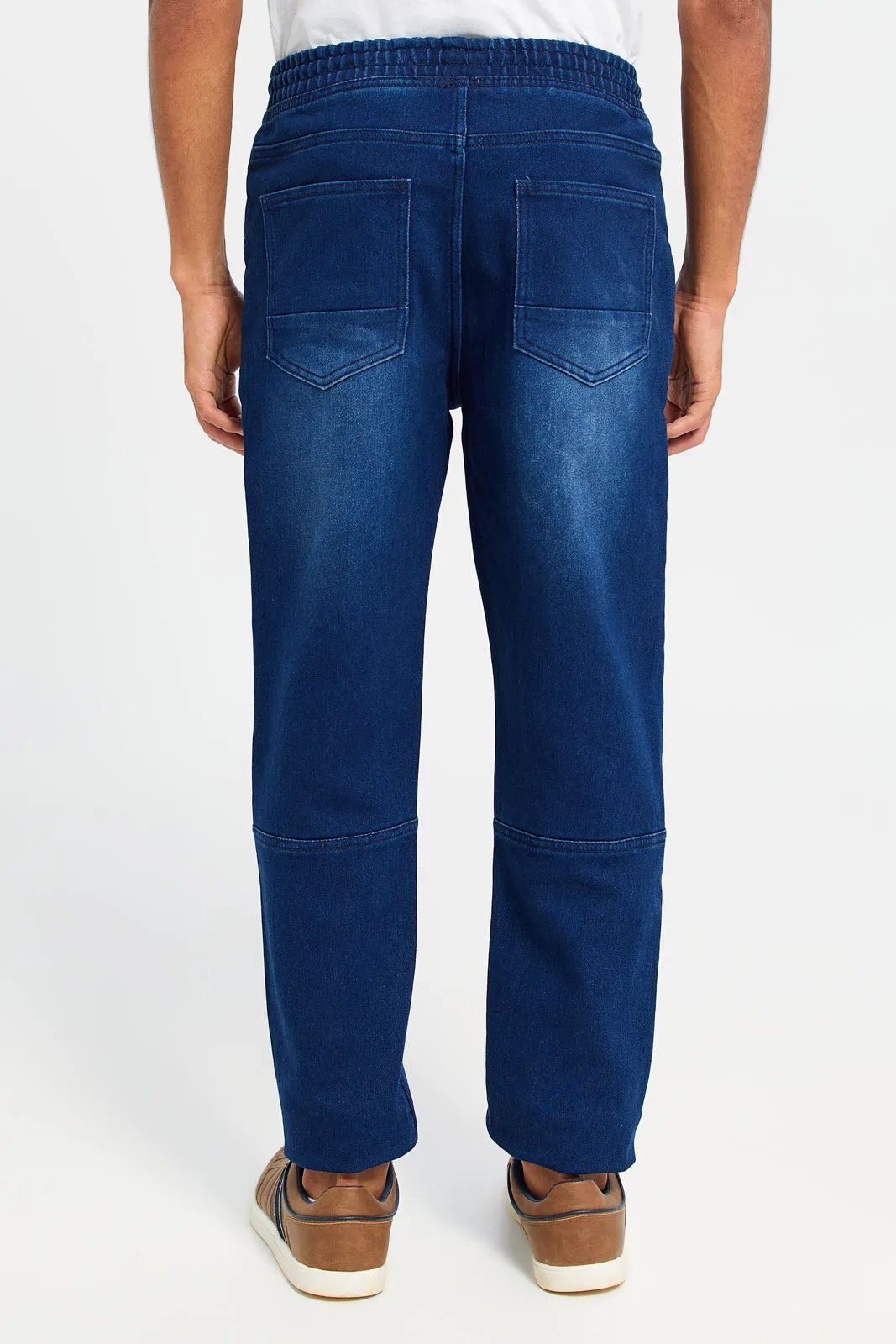 Men Navy Denim Joggers