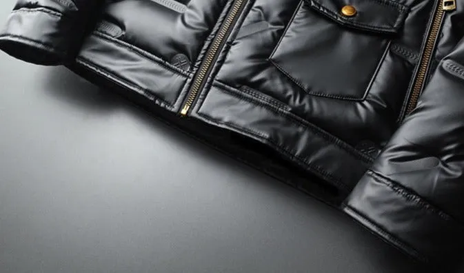 Men Vintage Motorcycle Zipper Duck Down Jacket