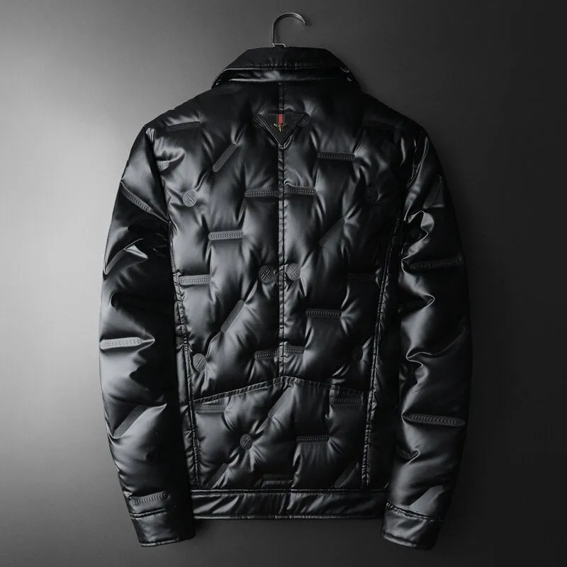 Men Vintage Motorcycle Zipper Duck Down Jacket