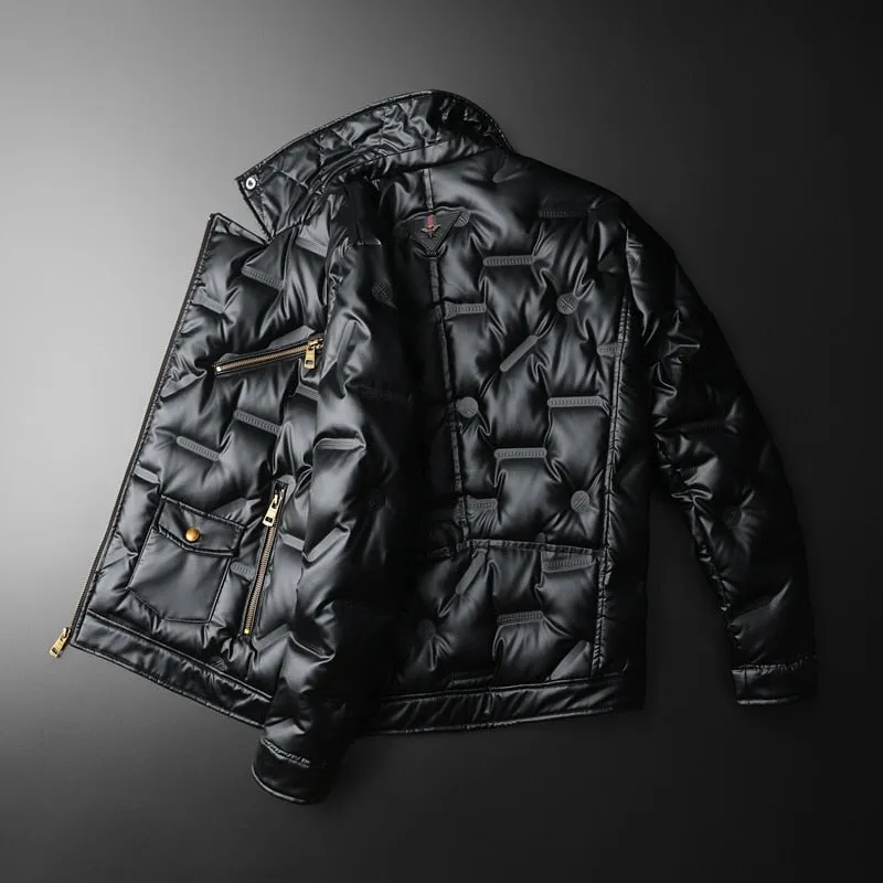 Men Vintage Motorcycle Zipper Duck Down Jacket