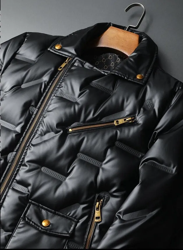 Men Vintage Motorcycle Zipper Duck Down Jacket
