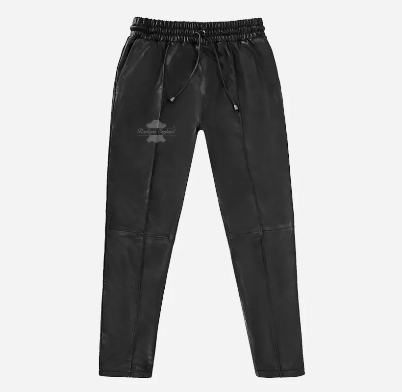 Men's Slim Fit Joggers Leather Trousers Jogging Bottom