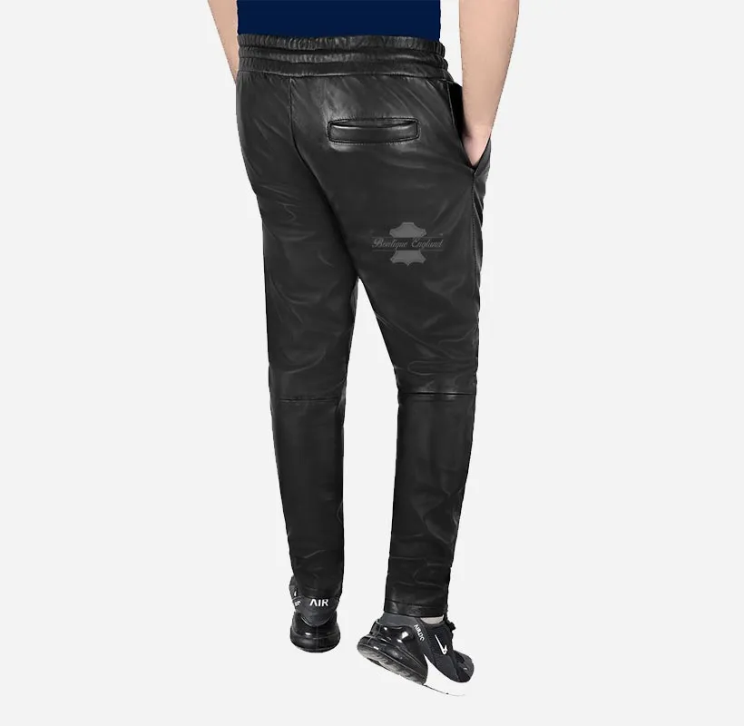 Men's Slim Fit Joggers Leather Trousers Jogging Bottom