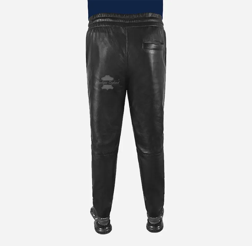 Men's Slim Fit Joggers Leather Trousers Jogging Bottom