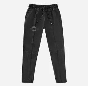 Men's Slim Fit Joggers Leather Trousers Jogging Bottom