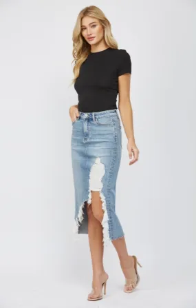 Mica Madrid Distressed Midi Skirt