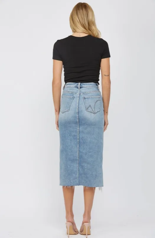 Mica Madrid Distressed Midi Skirt