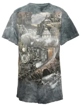 Mid Wash Blue Nike Printed T-shirt - M