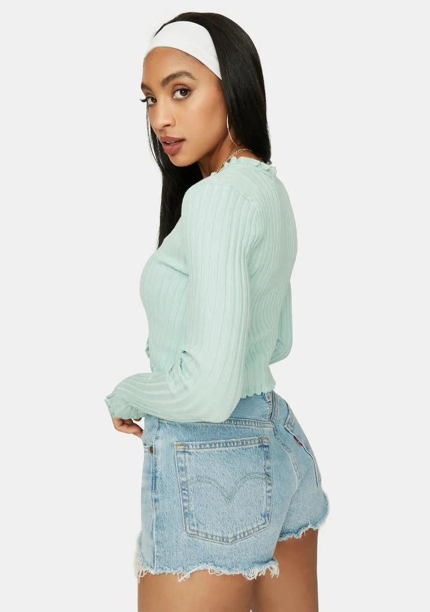 Mint Clique On Speed Dial Cropped Sweater
