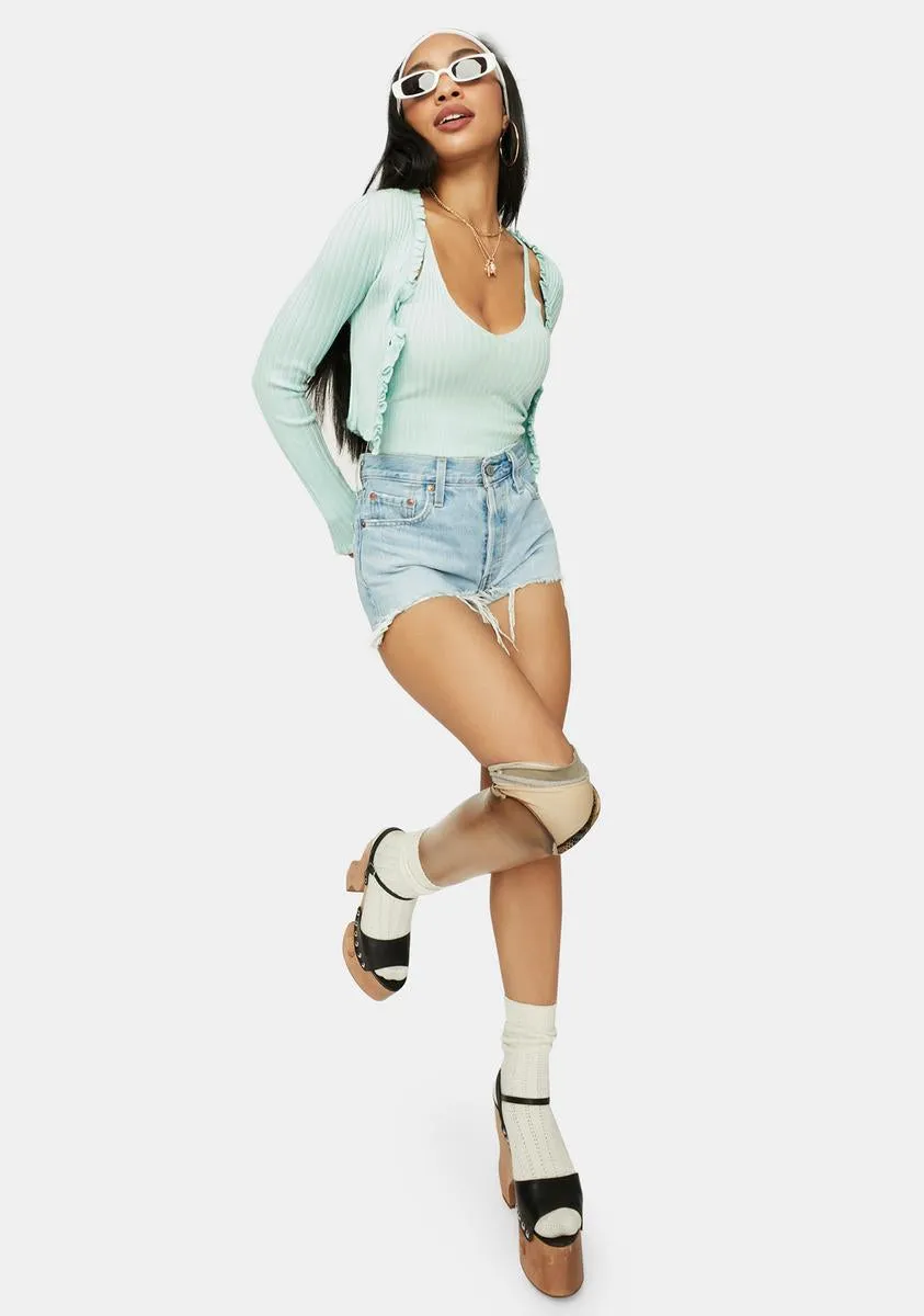 Mint Clique On Speed Dial Cropped Sweater