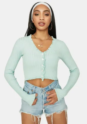 Mint Clique On Speed Dial Cropped Sweater