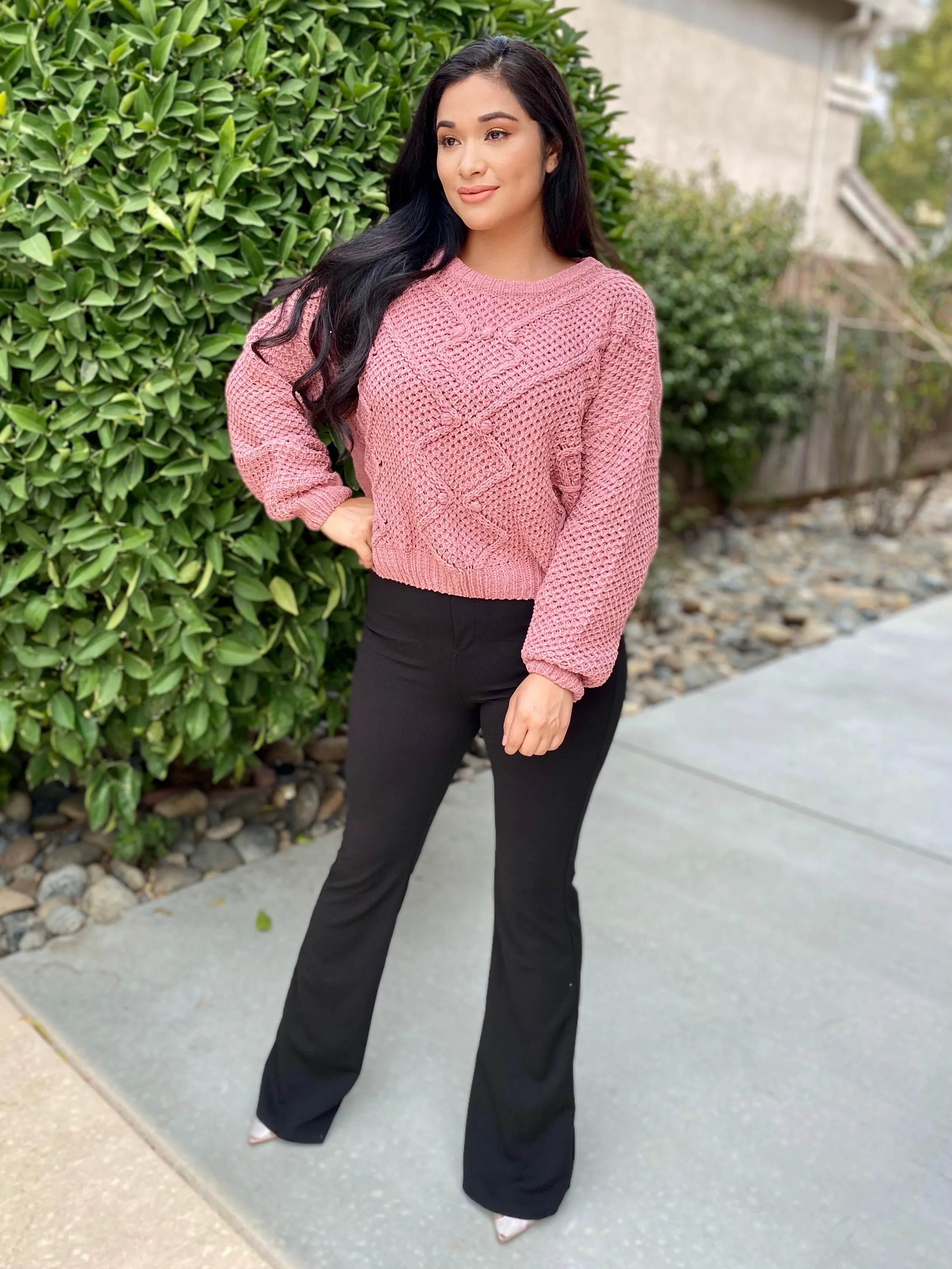 Nora Cable Knit Sweater (muave)
